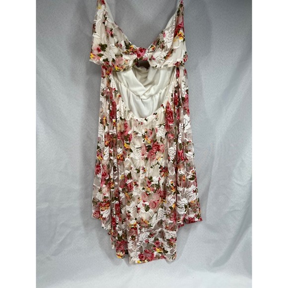 Flowy Lace Back Bow Dress Floral Strapless Mini Dress Beach Cover X-Large Day - Picture 3 of 8